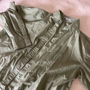 Reformation green button down shirt